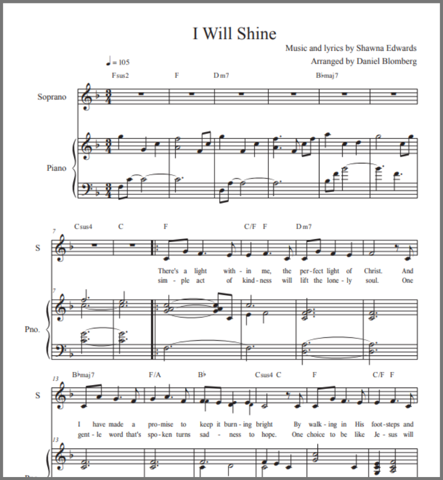 I Will Shine (with simple alto)