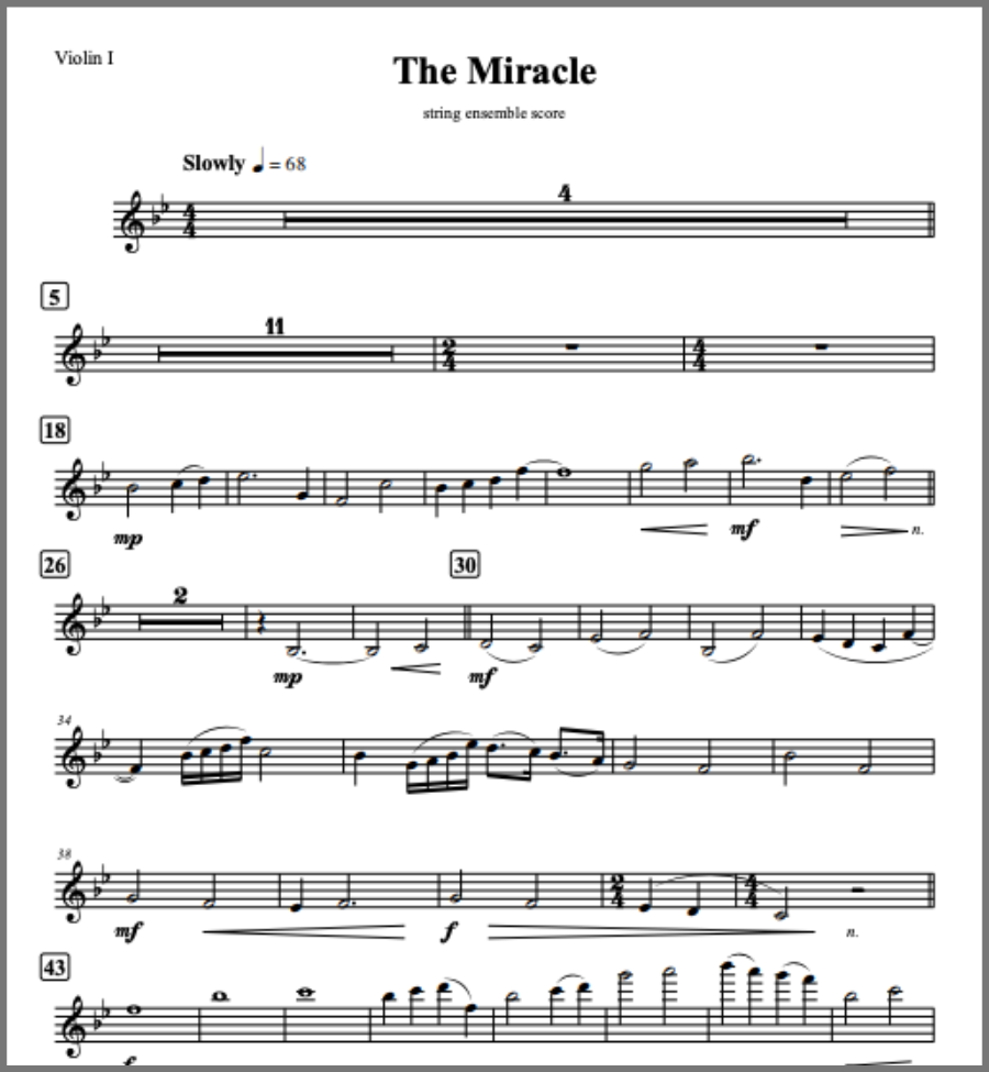 The Miracle orchestral sheet music Shawna Edwards Music