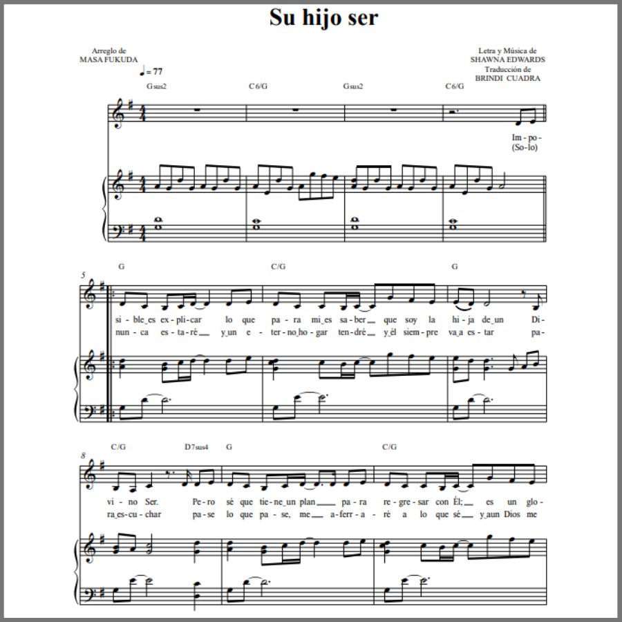 Su Hijo Ser (To Be His Child - Spanish)