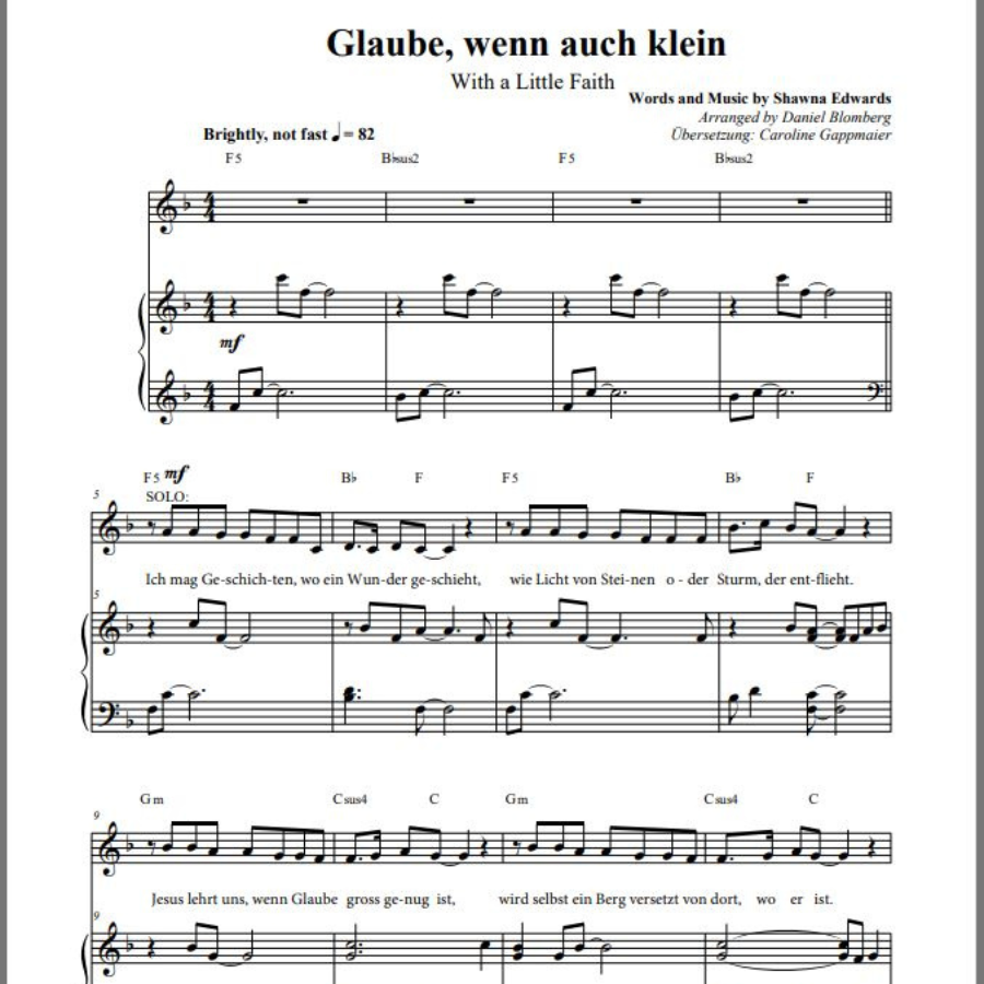 Glaube, wenn auch klein (With a Little Faith) German