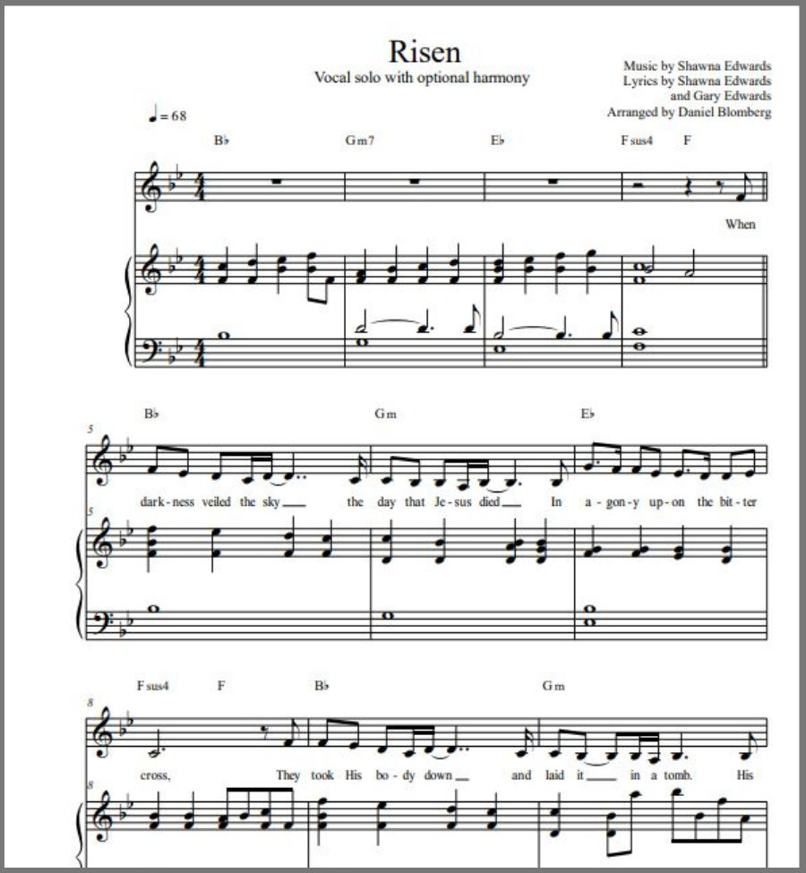 Risen (Vocal Solo with Optional Harmony)