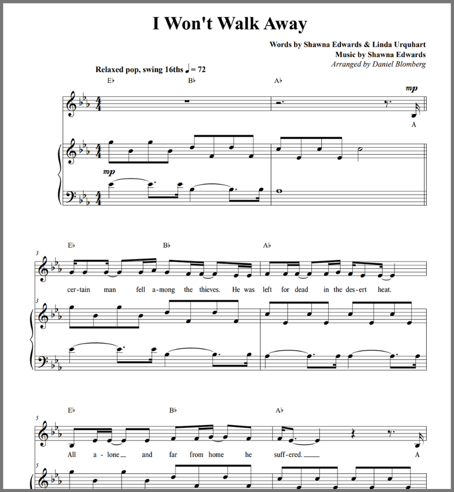 I Won't Walk Away – Shawna Edwards Music