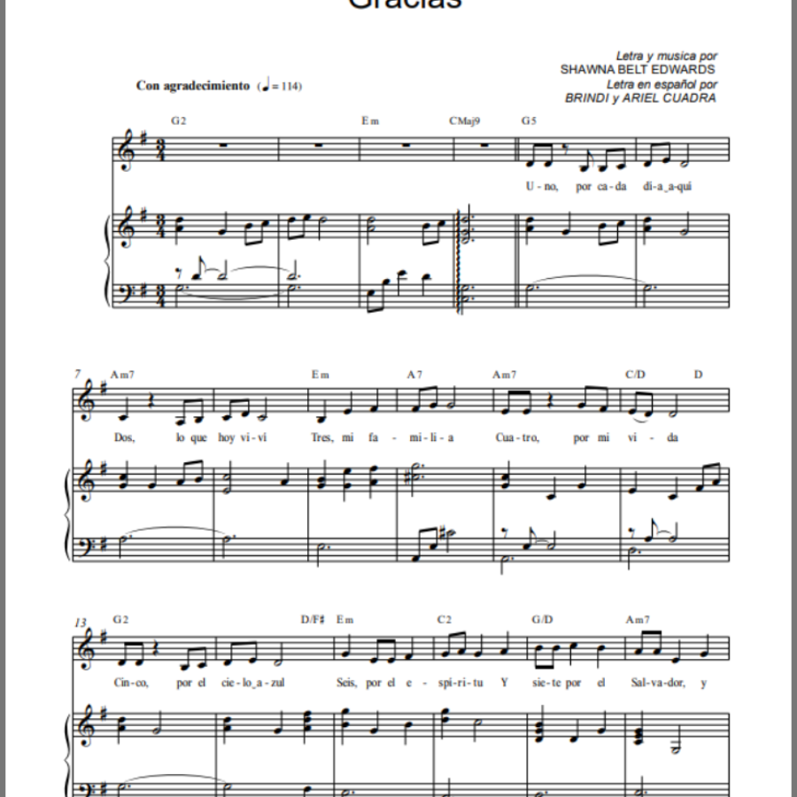 Gracias (Thankful - Spanish)