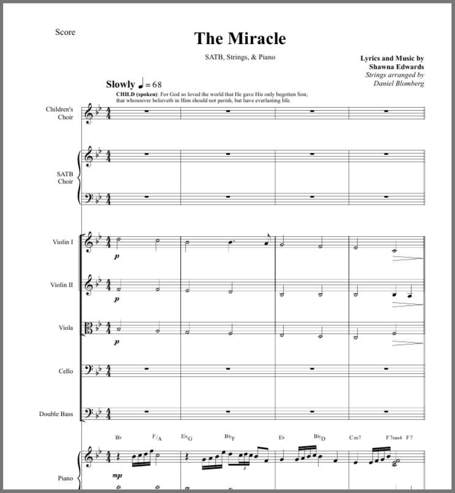 The Miracle (SATB) Orchestral score