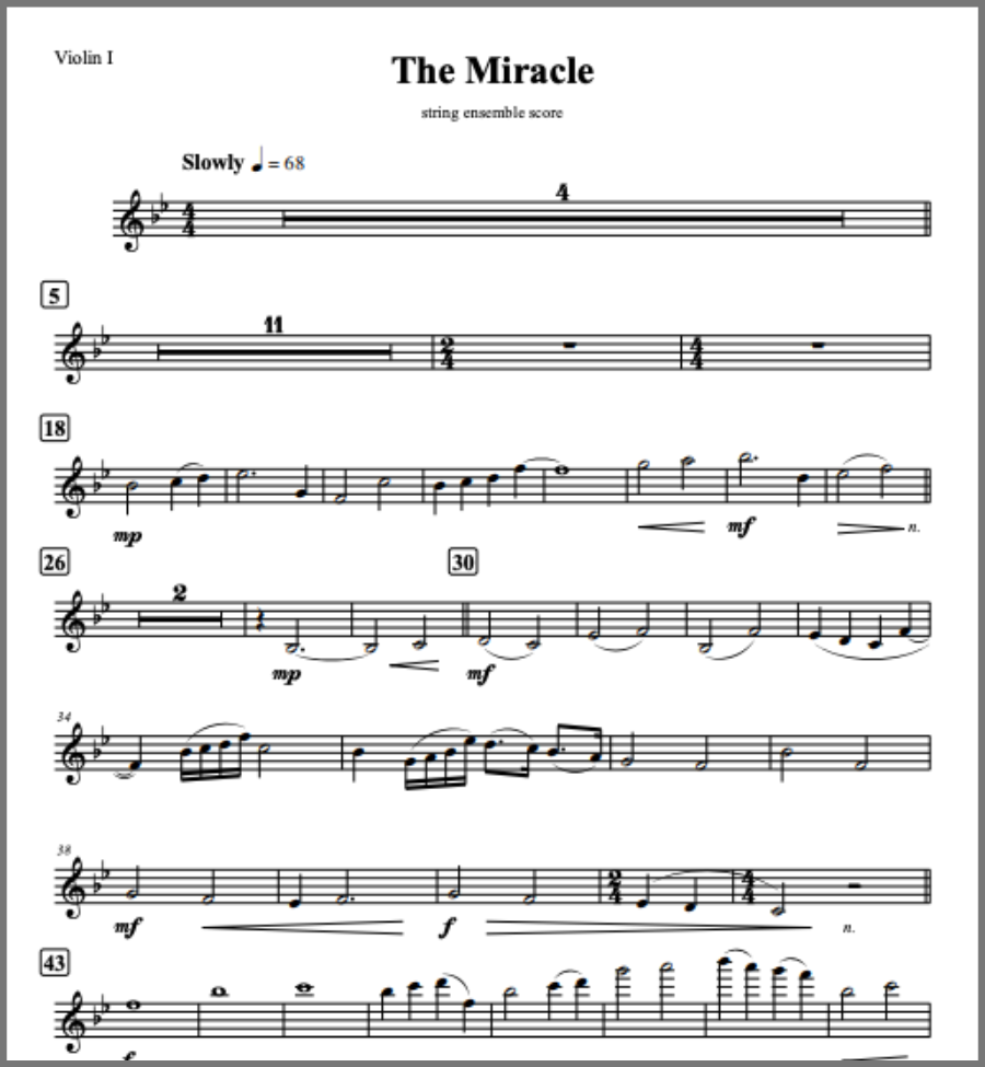 The Miracle (Recomposed) orchestral sheet music