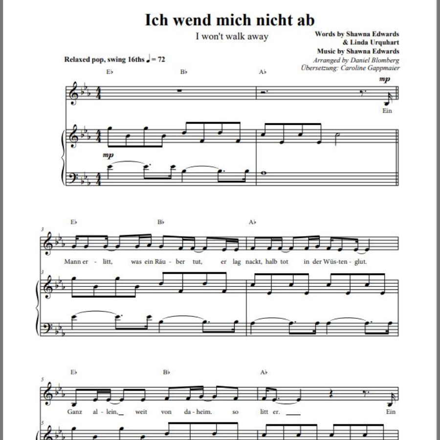 Ich wend mich nicht ab (I Won't Walk Away) German