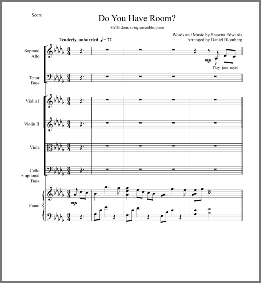 Do You Have Room? (SATB) Orchestral Score