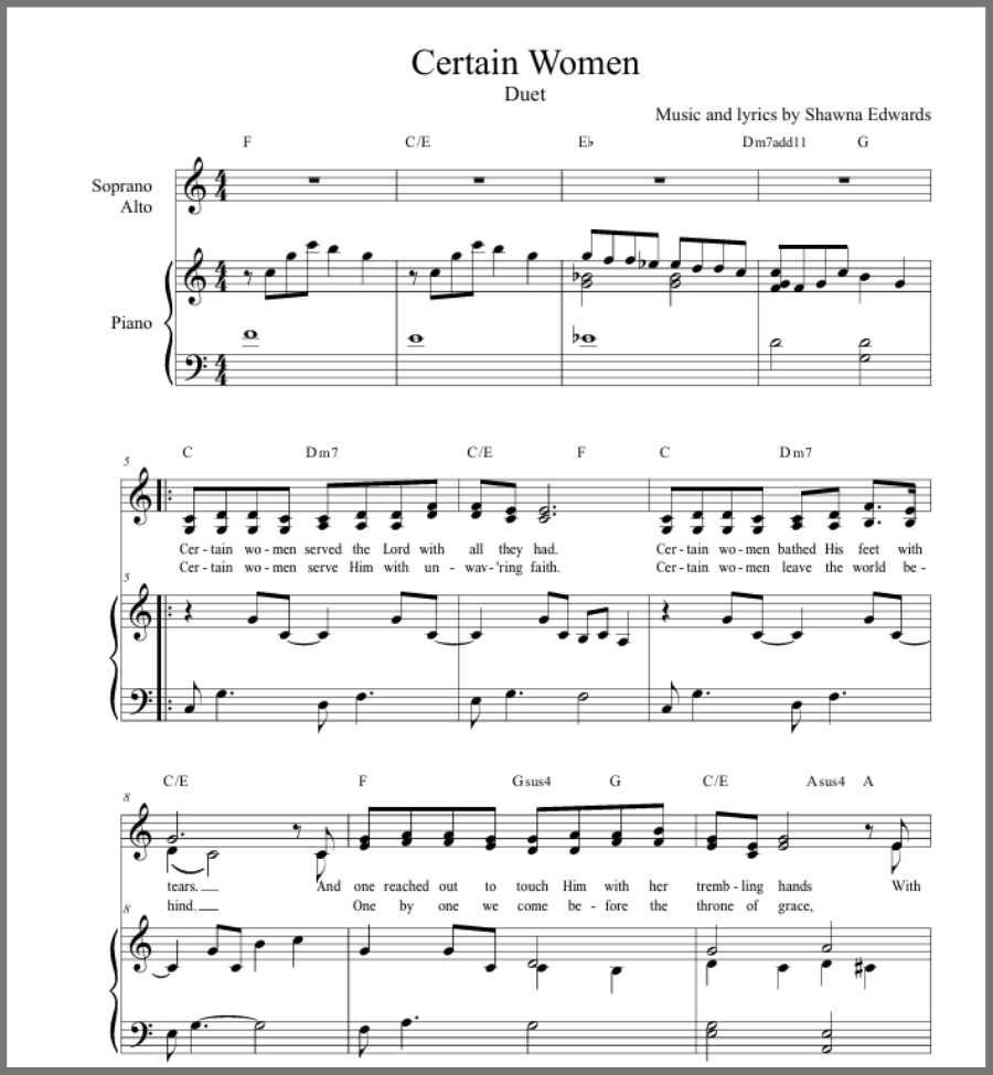 Certain Women Duet (Vocal Duet & Piano) - 2 copies
