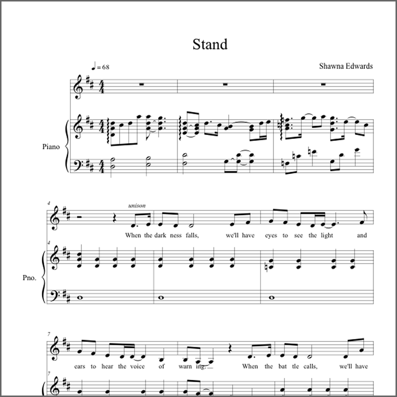 Stand (vocal solo with simple alto)